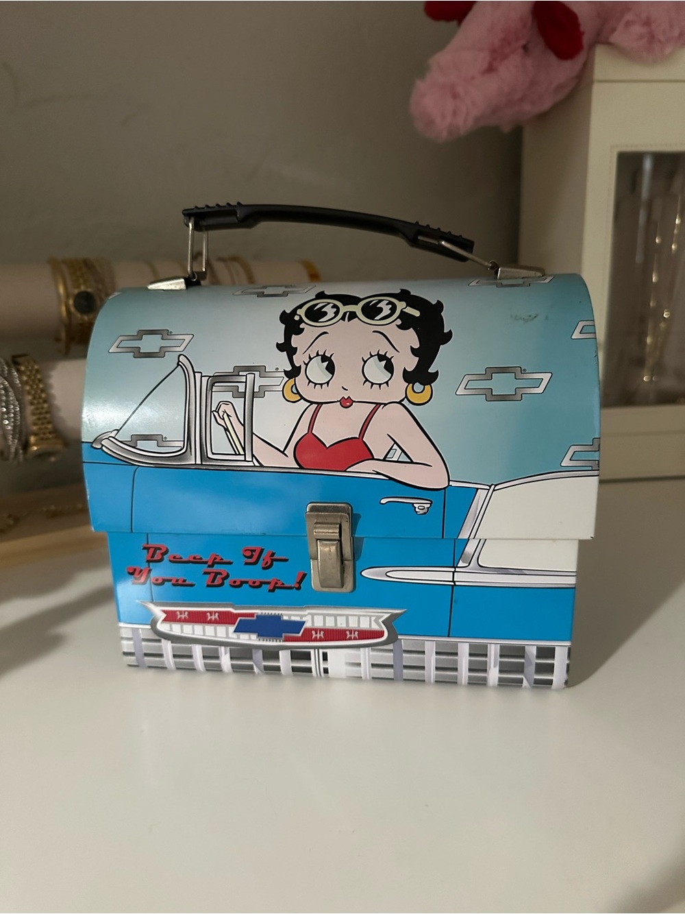 Betty Boop Retro Blue Tin Lunchbox Handbag